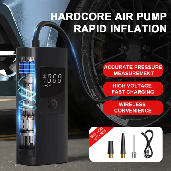 🚗⚡ 2-in-1 Wireless Air Compressor | Rechargeable Portable Tire Inflator