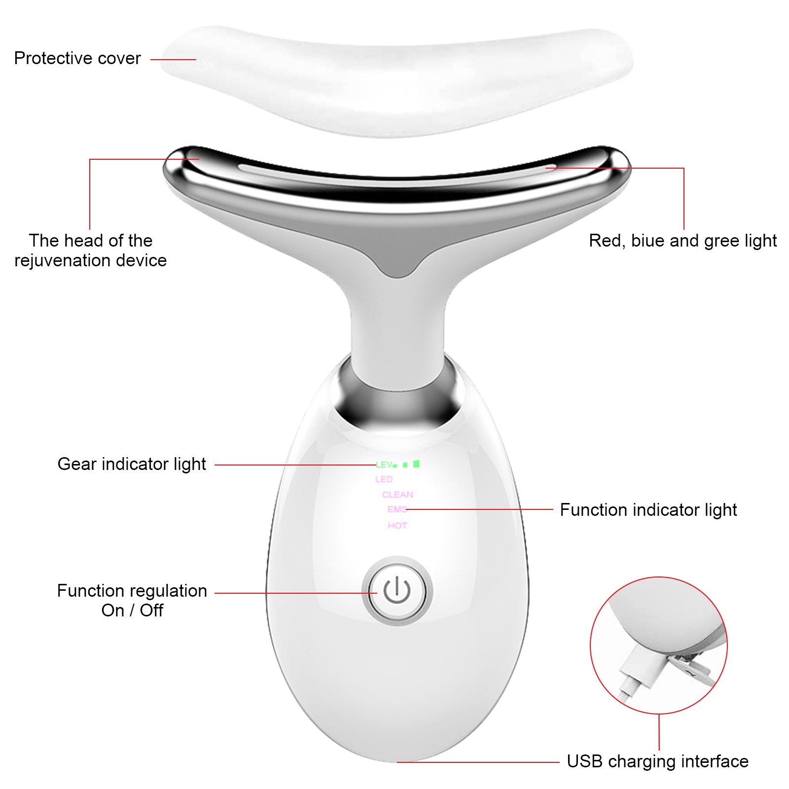 Anti Wrinkles Neck Face Massager, Beauty Massager for Face and Neck