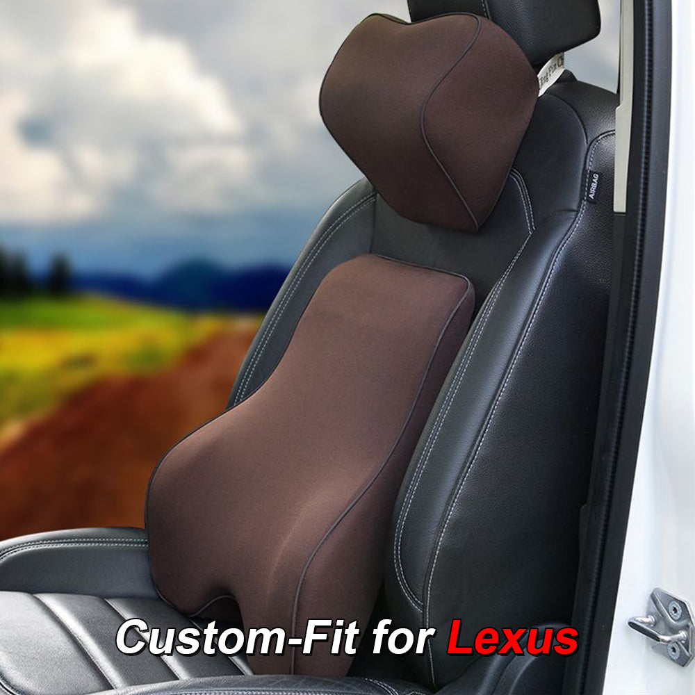 Lumbar Support Cushion for Car and Headrest Neck Pillow Kit, Custom-Fit For Lexus, Ergonomically Design for Car Seat, Car Accessories DLFJ254