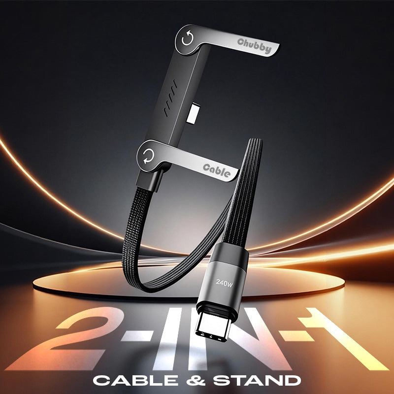 ChubbyCable StandLite™-  65W Braided Fast Charge Cable With Built-in Phone Stand