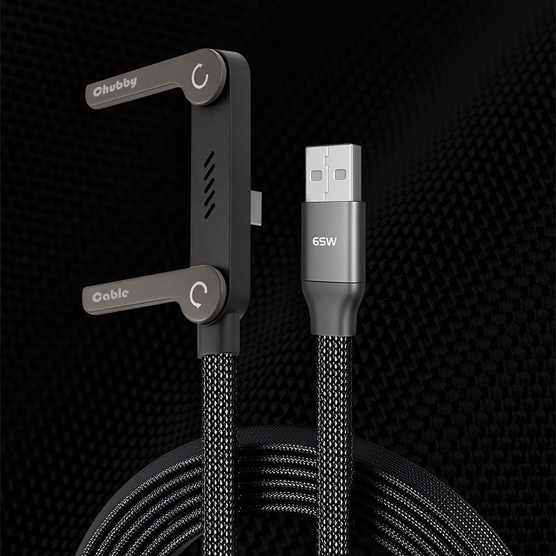 ChubbyCable StandLite™-  65W Braided Fast Charge Cable With Built-in Phone Stand
