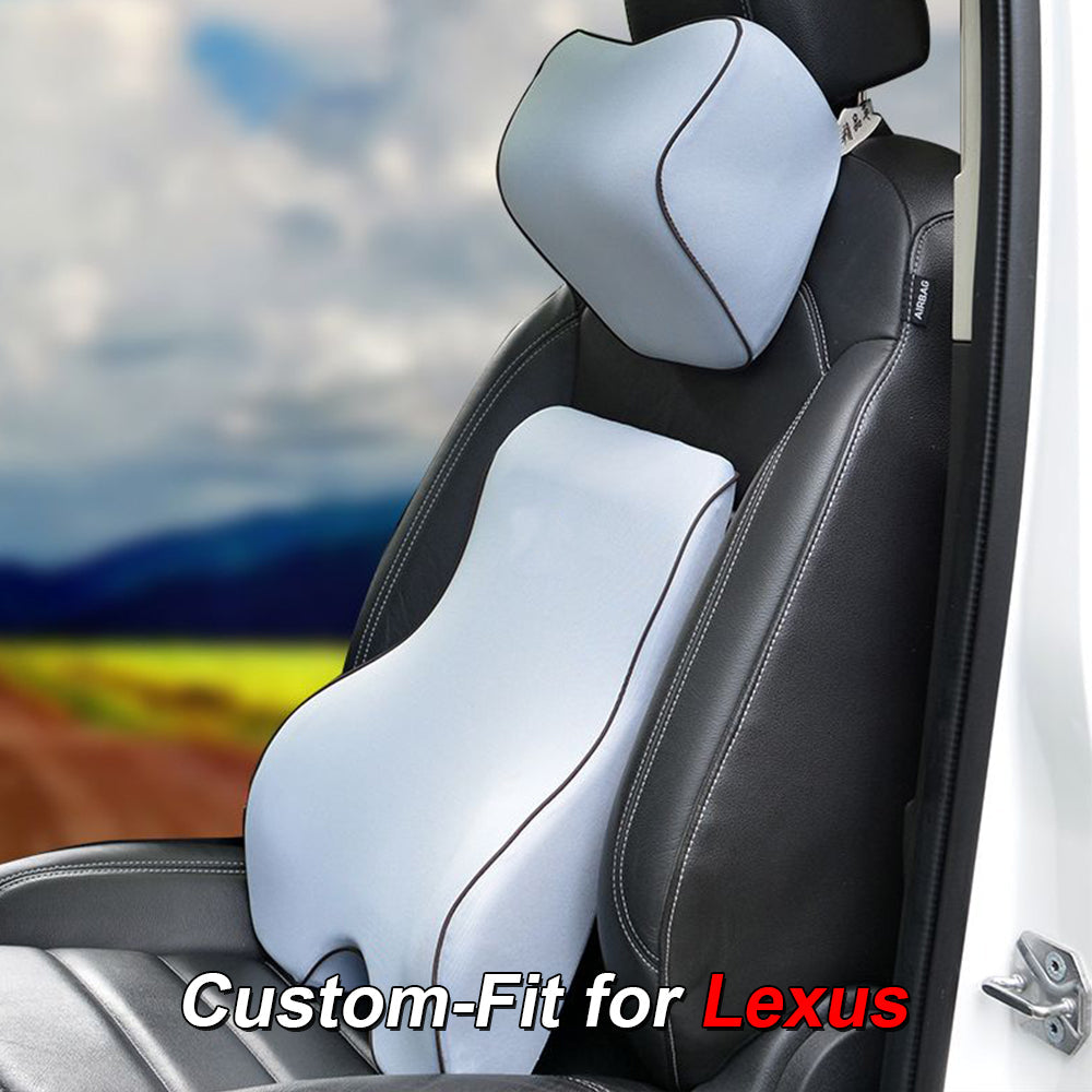 Lumbar Support Cushion for Car and Headrest Neck Pillow Kit, Custom-Fit For Lexus, Ergonomically Design for Car Seat, Car Accessories DLFJ254