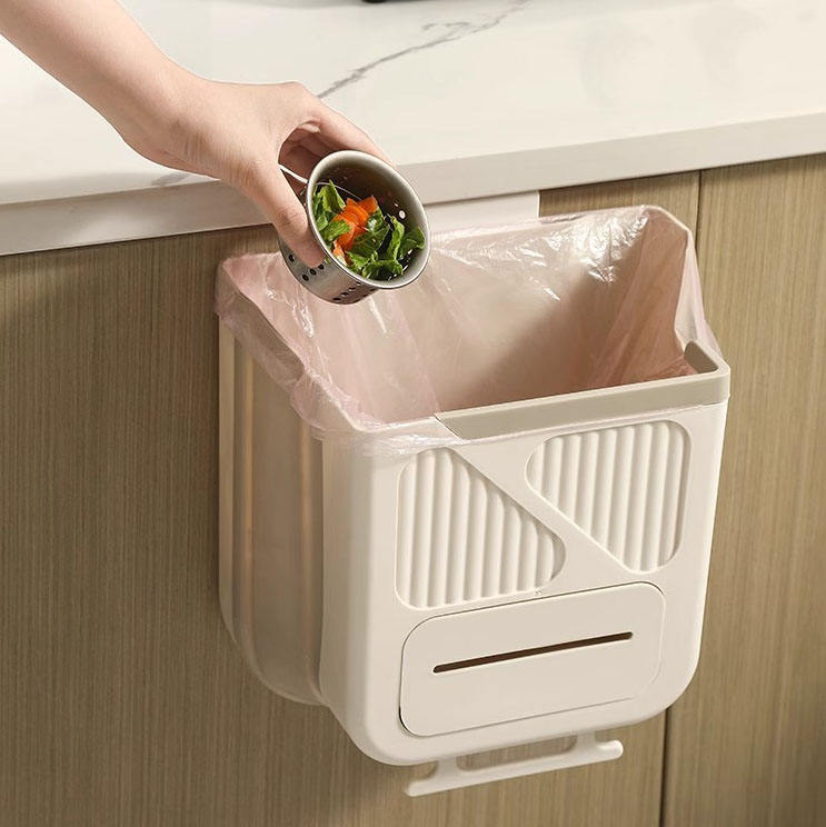 🍳🗑️ Kitchen Hanging Garbage Bin | Drill-Free Foldable Design