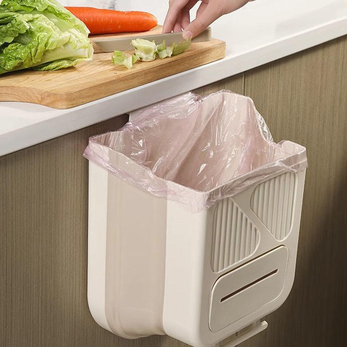 🍳🗑️ Kitchen Hanging Garbage Bin | Drill-Free Foldable Design