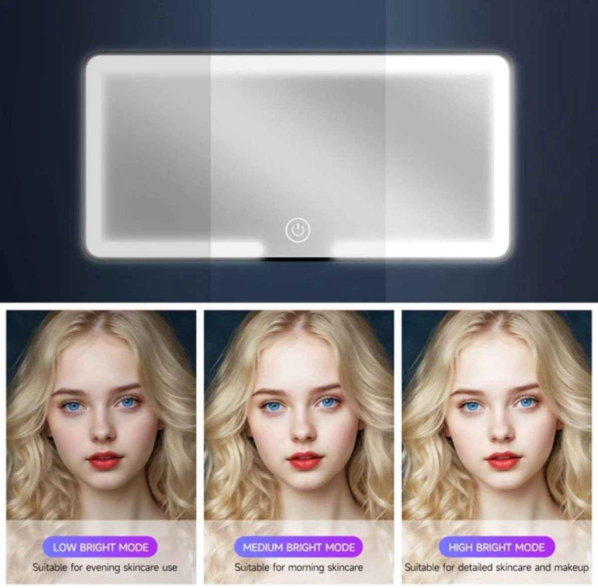 💄🚘 Car Makeup Mirror with LED Lights | Touch Control & Adjustable Brightness
