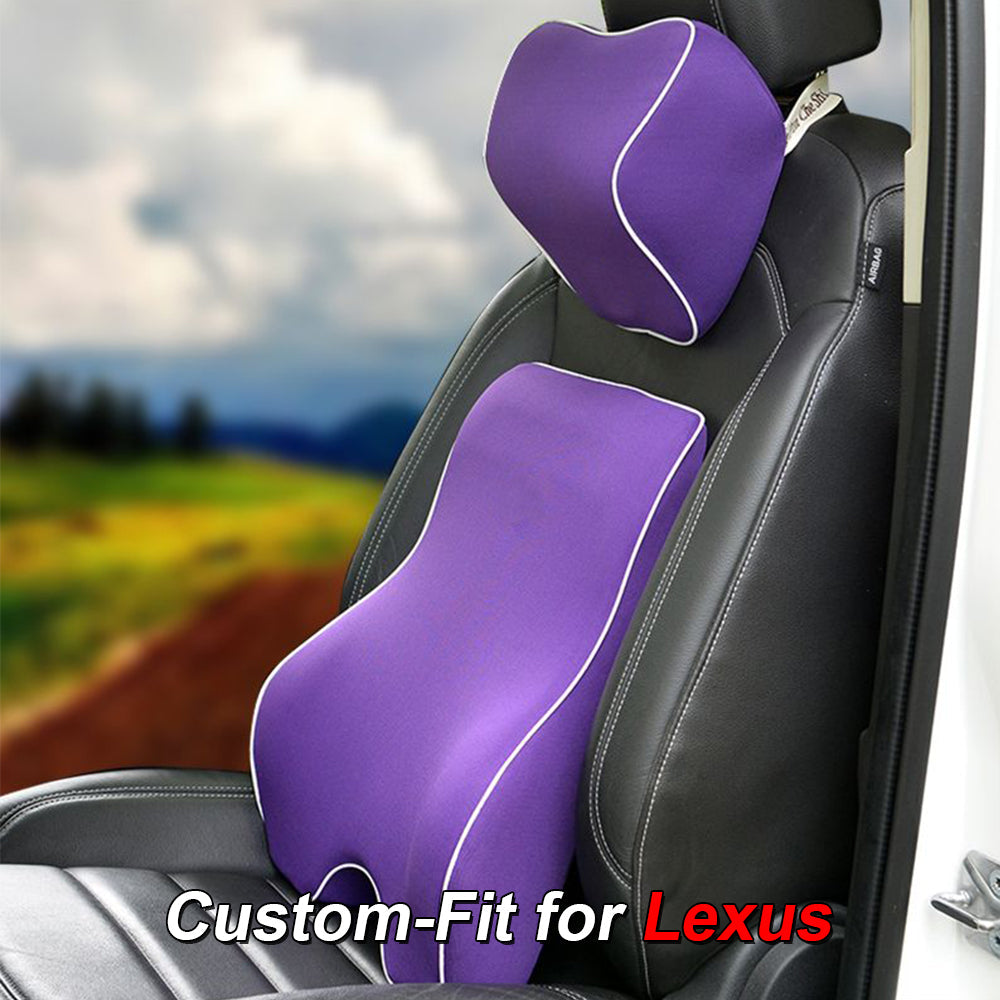 Lumbar Support Cushion for Car and Headrest Neck Pillow Kit, Custom-Fit For Lexus, Ergonomically Design for Car Seat, Car Accessories DLFJ254