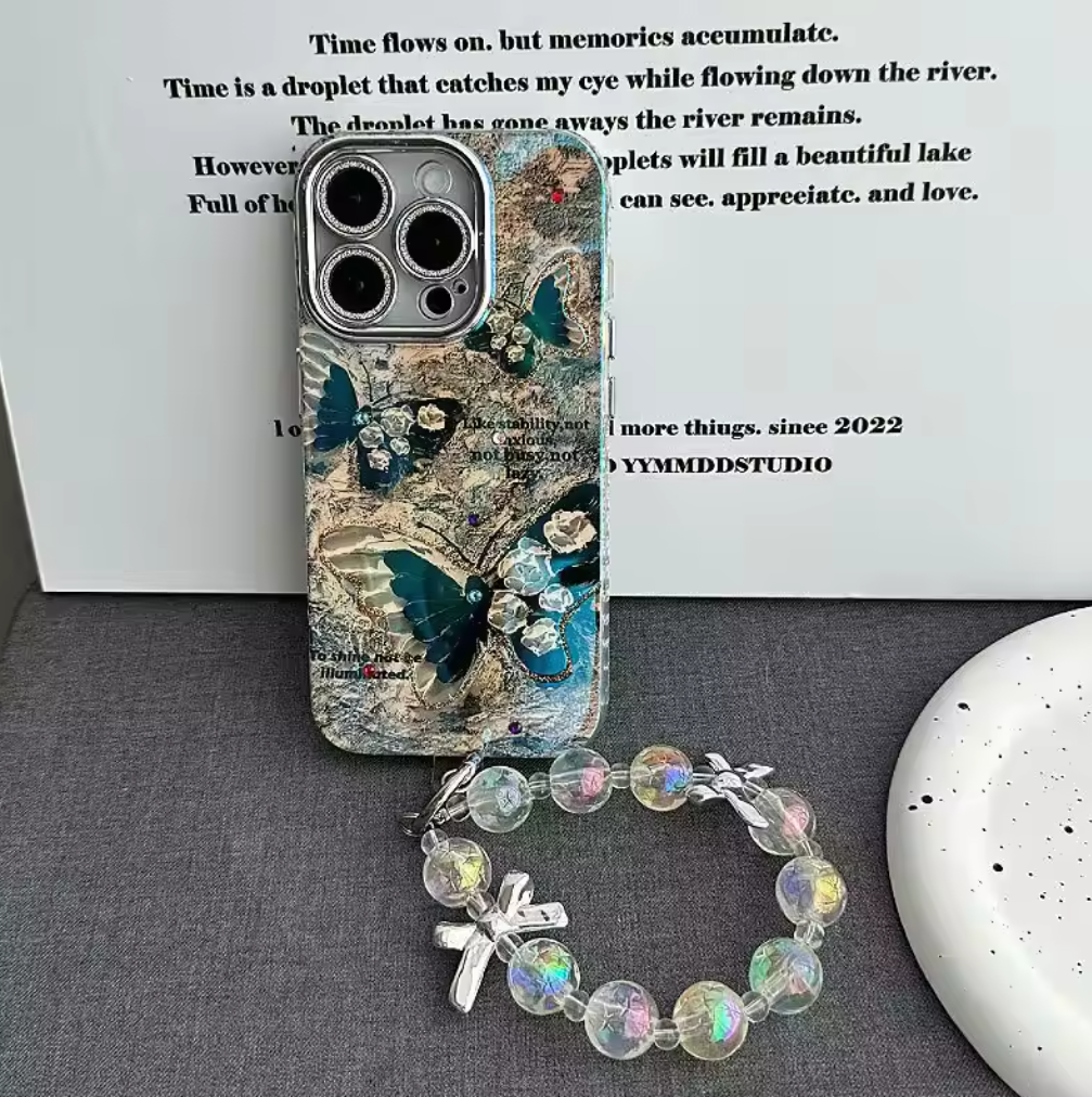 📱🦋 Floral Butterfly iPhone Cover | Stylish Design & Camera Guard + Free Keyring 🎁