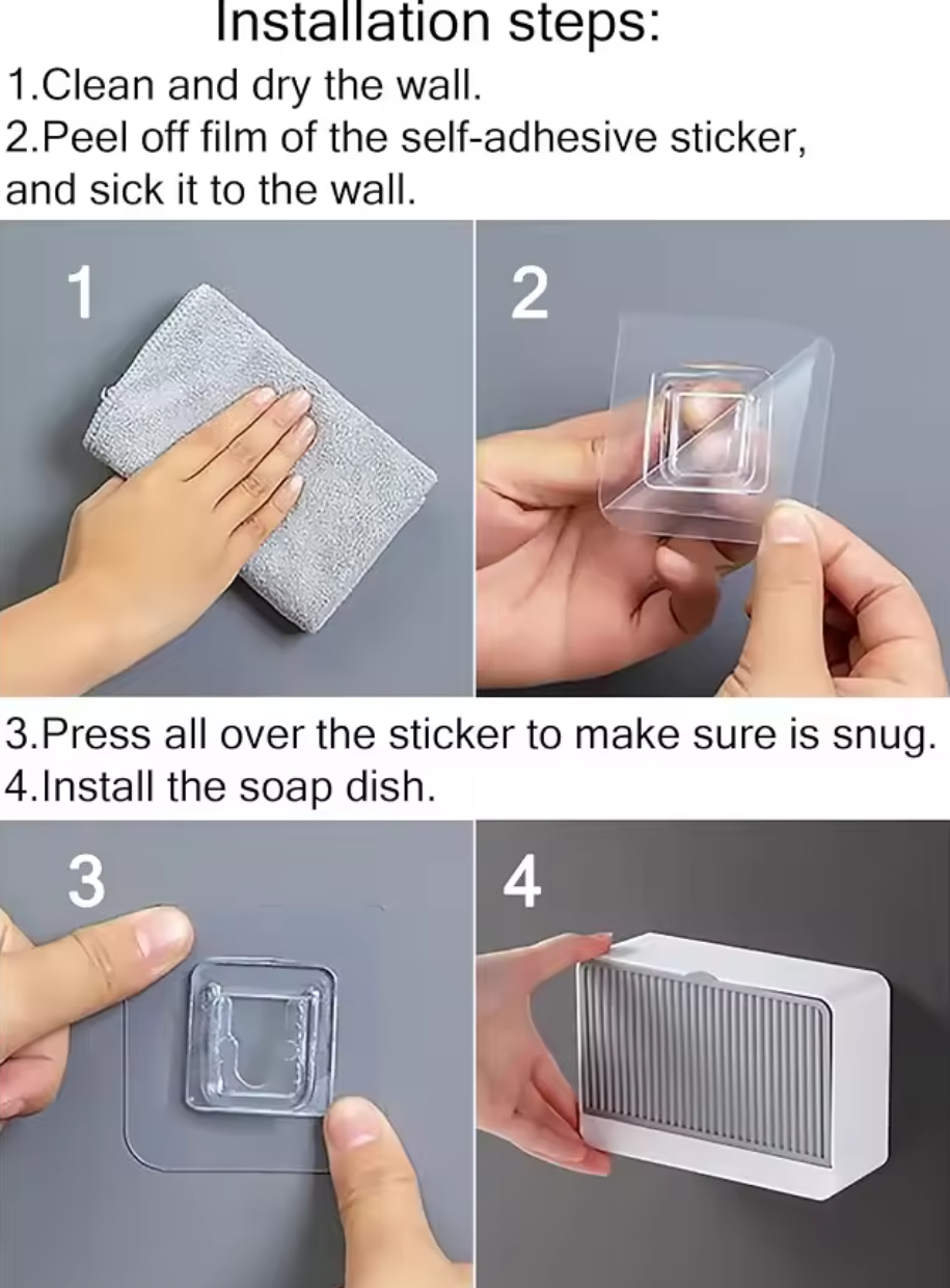 2-in-1 Wall Soap Holder 🧼🪝 – Self Draining, No Drills