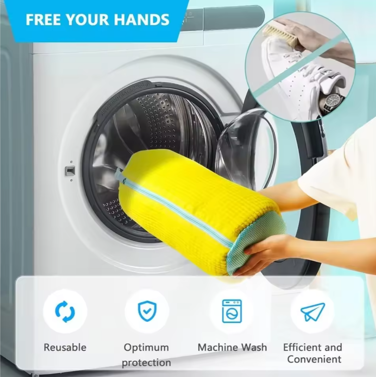 👟🧼 Durable Shoe Washing Machine Bag | Safe Cleaning for All Shoes