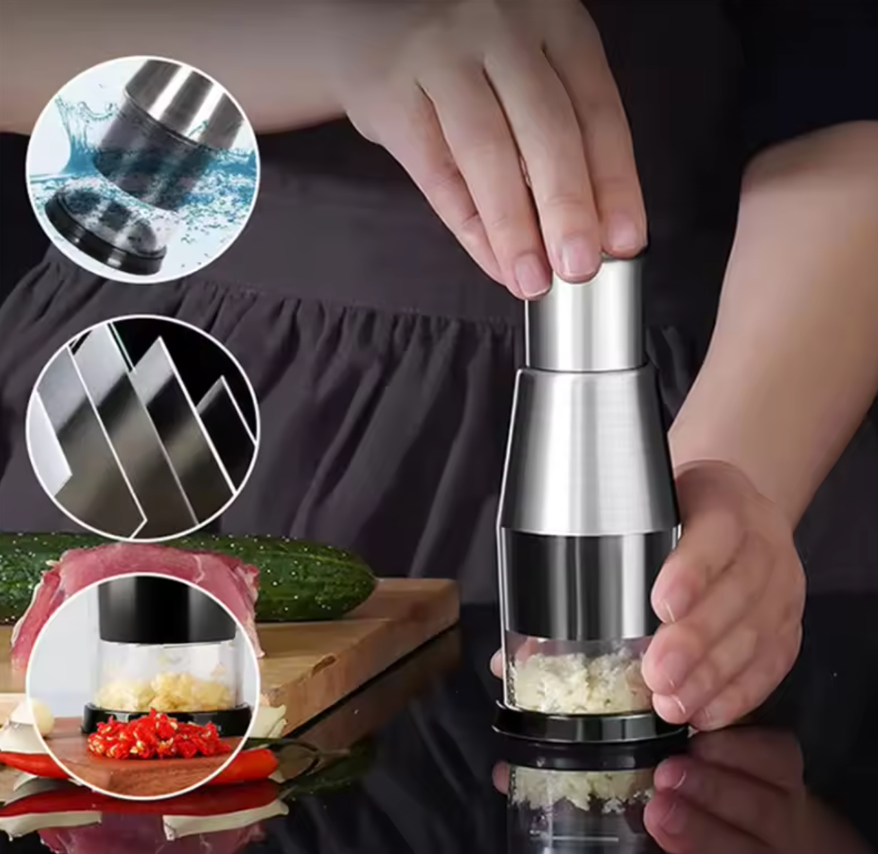 🔥🥕 Multi-Use Veggie Chopper | Stainless Steel Press Cutter