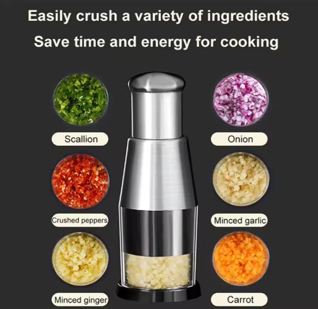 🔥🥕 Multi-Use Veggie Chopper | Stainless Steel Press Cutter