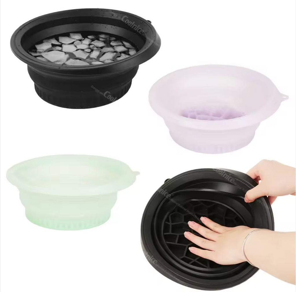 🧊✨ Foldable Ice Face Bowl | Silicone Ice Compress with Tray