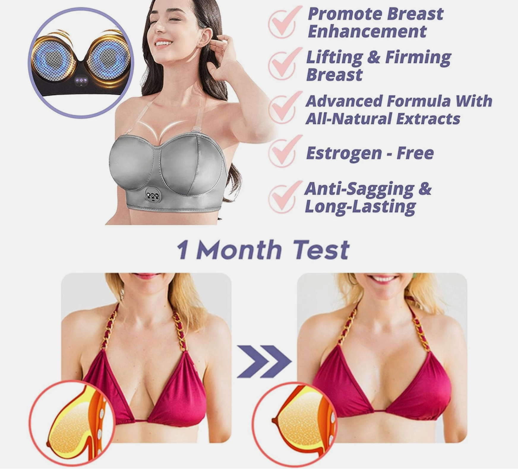💖✨ Breast Enhancement Vibration Bra | Comfortable Lift Support