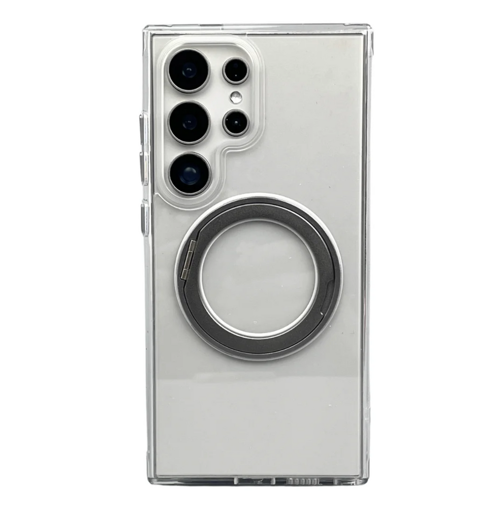 🧲💎 360° Clear Samsung Galaxy Case | Magnetic Cover with Phone Stand