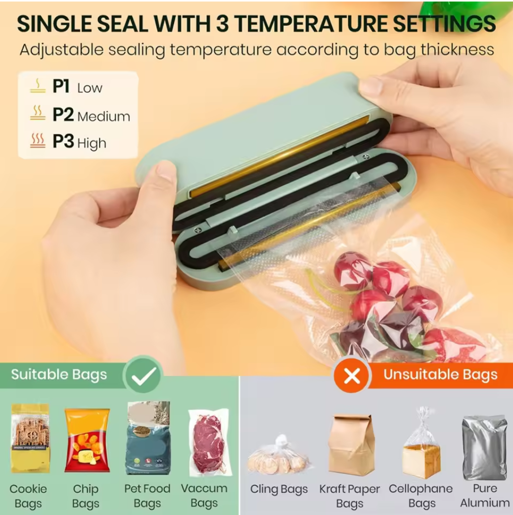 🔥🍱 Portable Food Vacuum Sealer | Wet/Dry 3-in-1 USB Powered