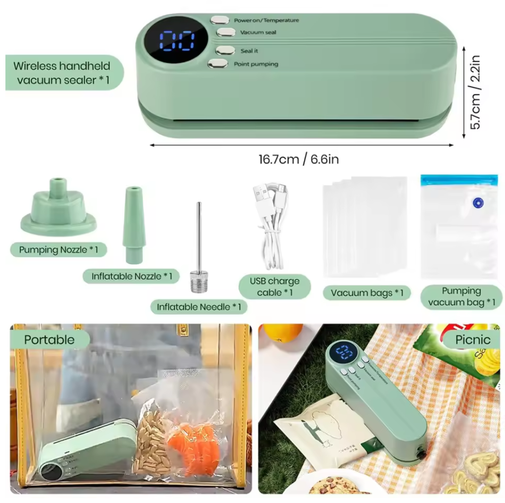 🔥🍱 Portable Food Vacuum Sealer | Wet/Dry 3-in-1 USB Powered