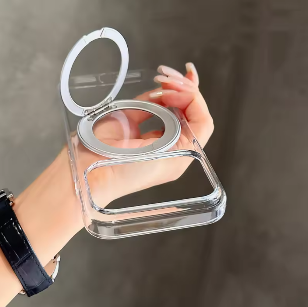🔍📱 Crystal Clear MagSafe iPhone Case with Ring Stand