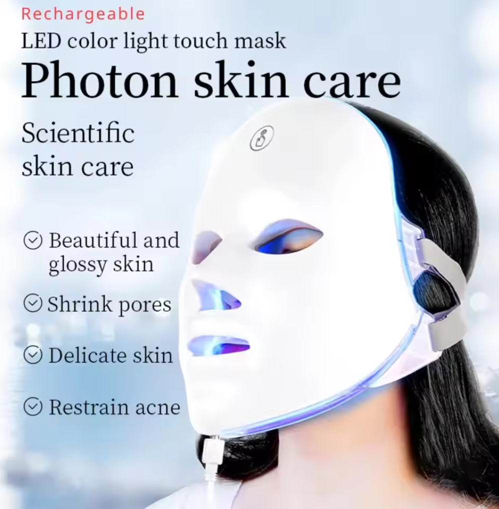 🌈💡 7-Color LED Facial Mask | Red & Infrared Light Therapy