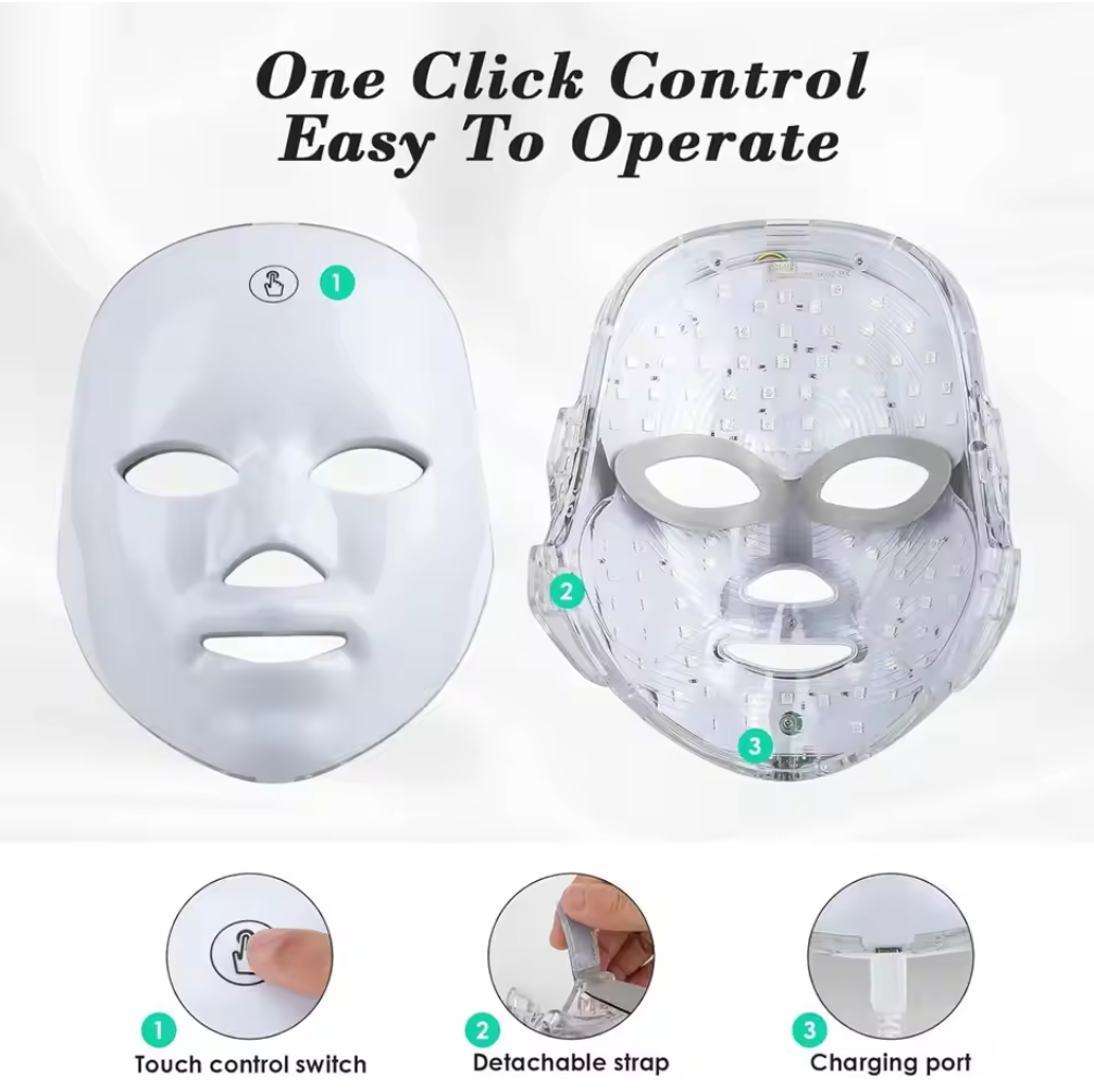 🌈💡 7-Color LED Facial Mask | Red & Infrared Light Therapy