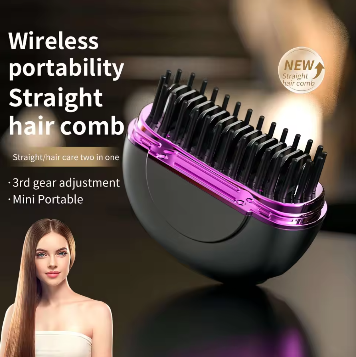 🔥💇‍♀️ Portable Wireless Hair Comb | Fast Straightening Tool