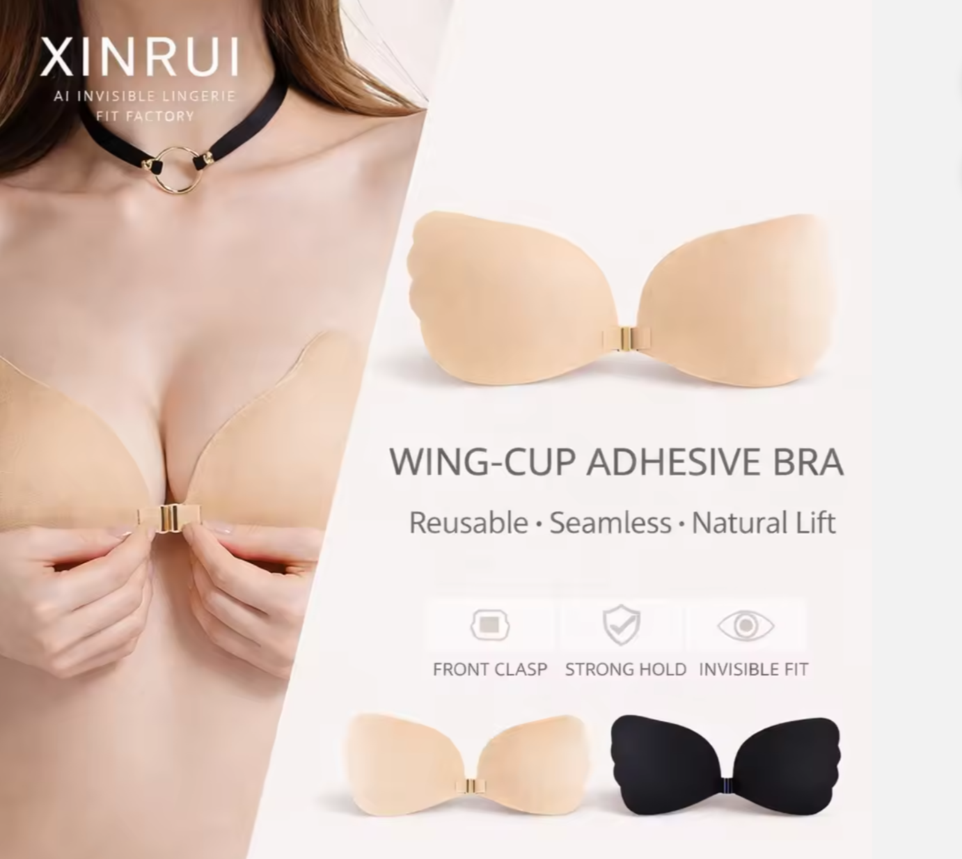 👙✨ Invisible Adhesive Push-Up Bra | Strapless Lift Support