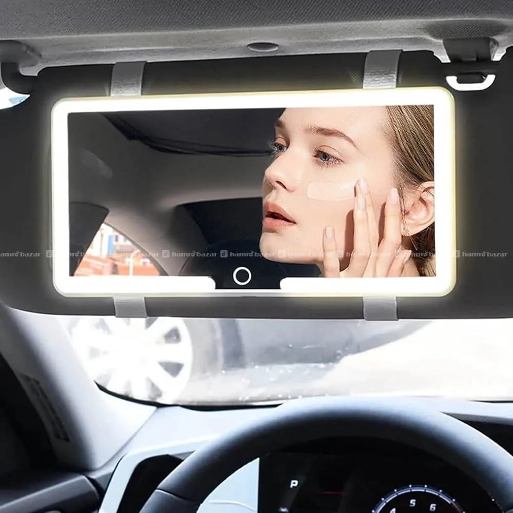 💄🚘 Car Makeup Mirror with LED Lights | Touch Control & Adjustable Brightness