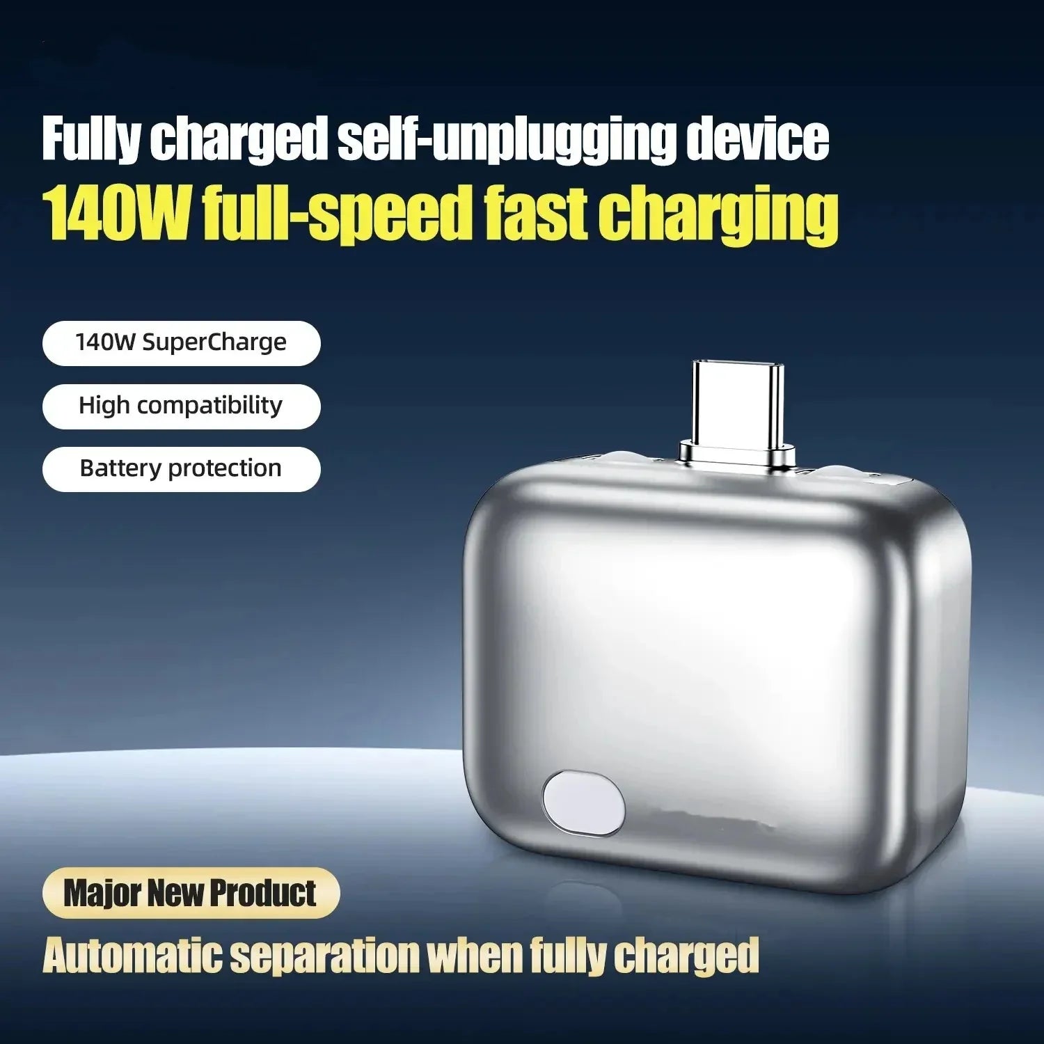 USB-C 140W Smart Auto-Disconnect Charger Guard – AI Overcharge Protection for Safe Overnight Charging